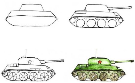 Танк рисунок сбоку легкий