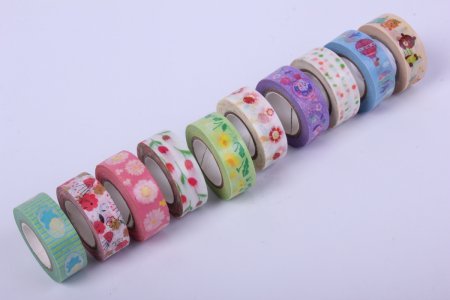 Скотч декоративный бумаж. Ассорти 3 м*1,5 см 10 шт МС-4201
