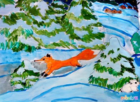 Рисование животных зимой