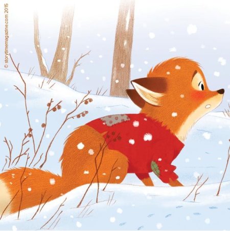 Лиса мультяшная зимняя