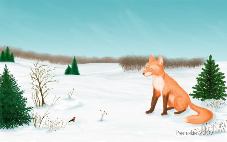 Рисование Лисичка зимой