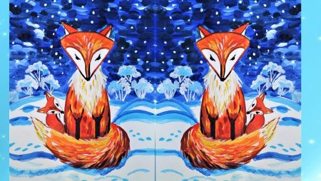 Лисичка красками для детей