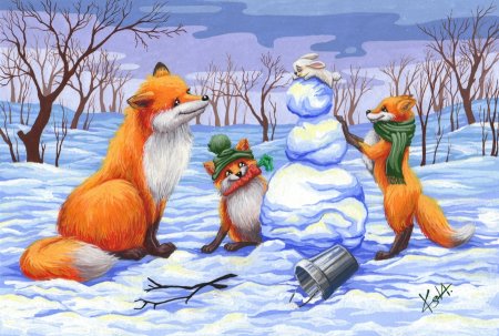 Лисичка в зимнем лесу