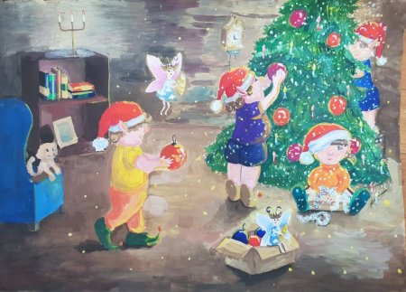 Рисование для детей праздник новый год