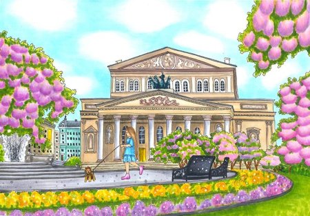 Рисование театр здание