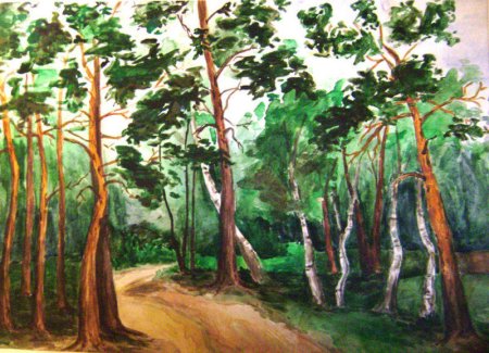 Рисование леса для детей