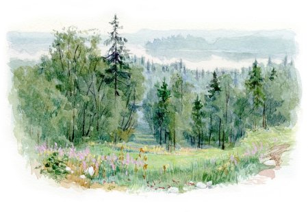 Зимний лес рисунок