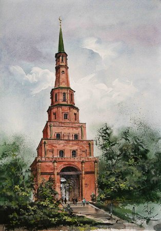 Башня Сююмбике Казань нарисовать