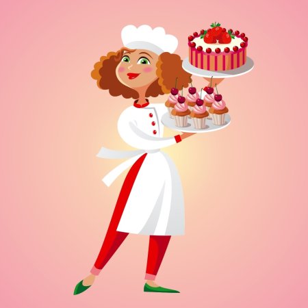 Мультяшный повар с тортом