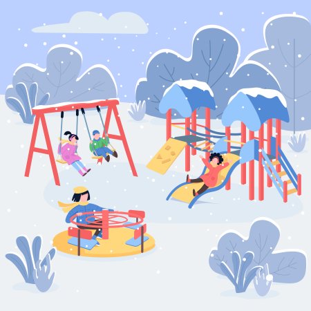 Зимняя детская площадка вектор