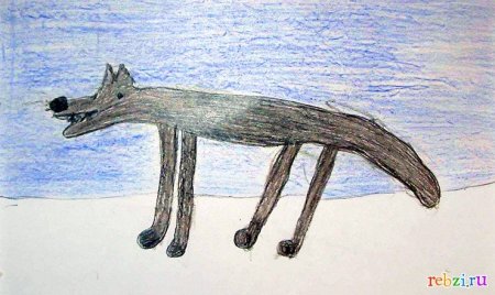 Волк рисунок детский