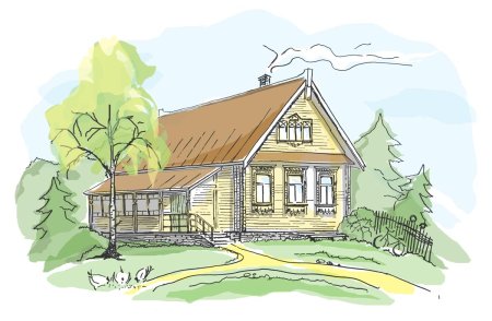 Дом в деревне для рисования
