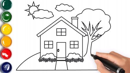 Домик раскраска для детей