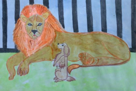 Иллюстрацию к произведению л.н Толстого "Лев и собачка"