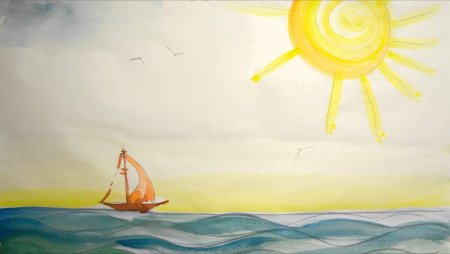 Море солнце рисунок детский