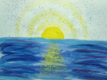 Рисование море и солнце