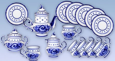 Чайный сервиз рисование Гжель для детей