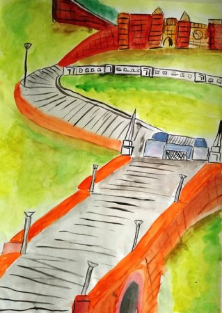 Чкаловская лестница карандашом