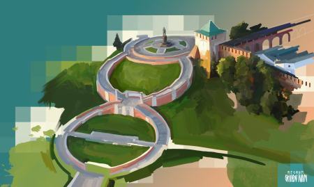 Нижний Новгород Чкаловская лестница вектор