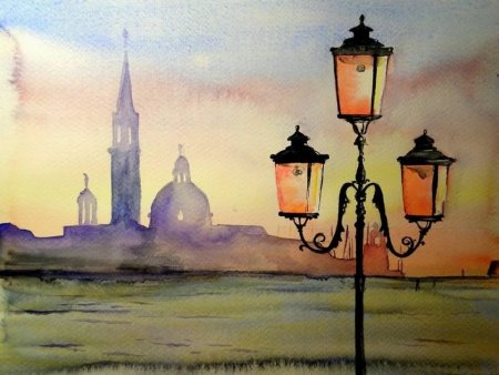 Петербург при свете фонарей рисунки детские