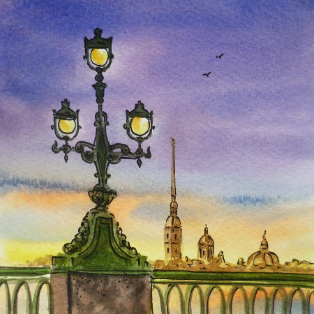 Фонари в парках зарисовка