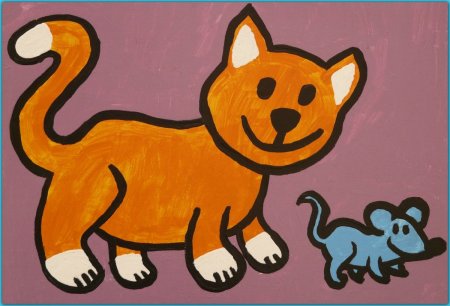 Кошка детский рисунок