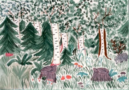 Рисунок на тему Тайга 4 класс