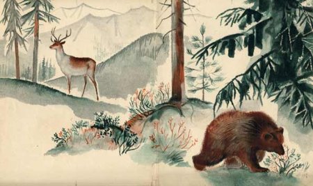 Лес цветными карандашами для детей