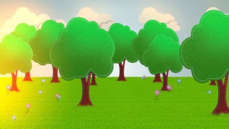 Мультяшный сад фруктовый деревья