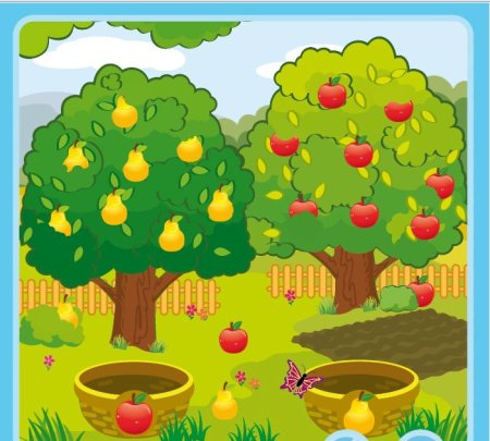 Сад с фруктами для детей