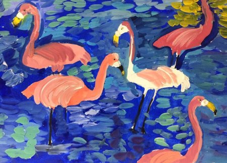 Рисование с детьми Фламинго