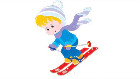 Дети катаются на лыжах