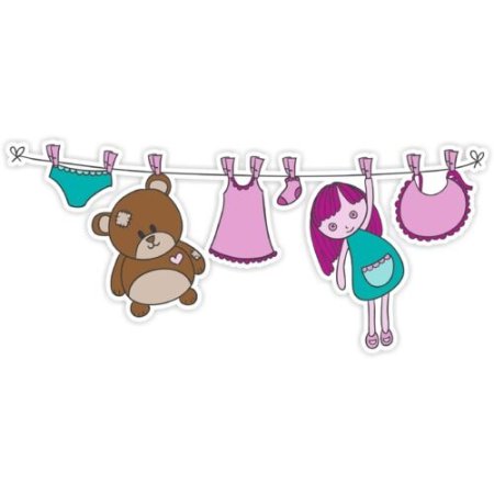 Детские вещи на веревке вектор