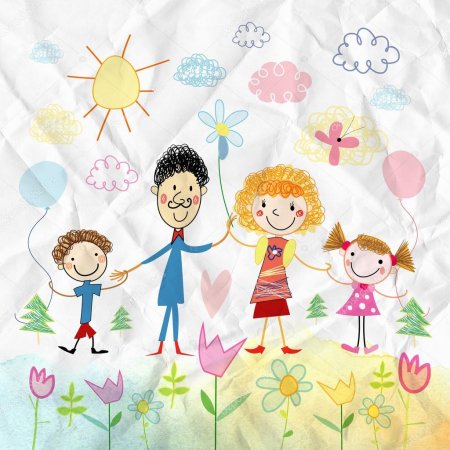 Рисунок на тему счастливое детство. Счастливая семья