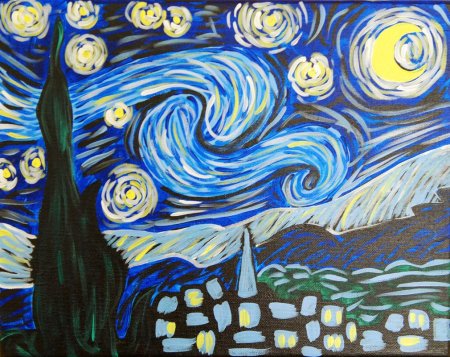 Звёздная ночь Ван Гог нарисовать
