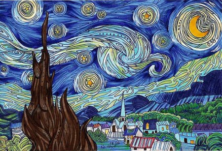 Ван Гог Звездная ночь стилизация