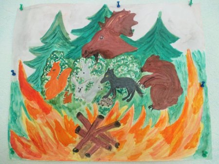 Рисунок на тему Лесные пожары