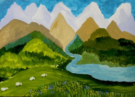 Горный пейзаж для детей