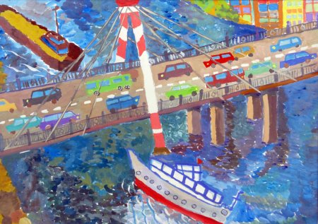 Октябрьский мост рисунок детей