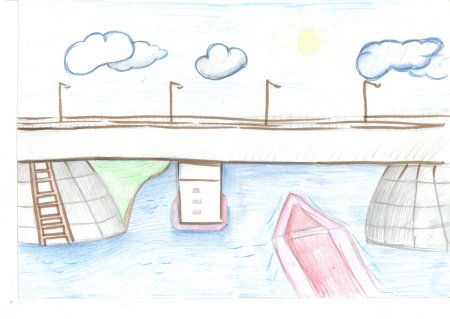 Октябрьский мост Череповец рисунок ребенка