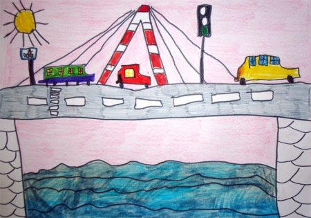 Крымский мост детский рисунок