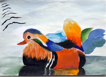 Уточка гуашью