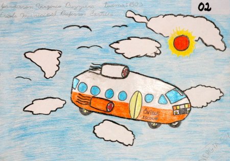 Детский рисунок автобус будущего