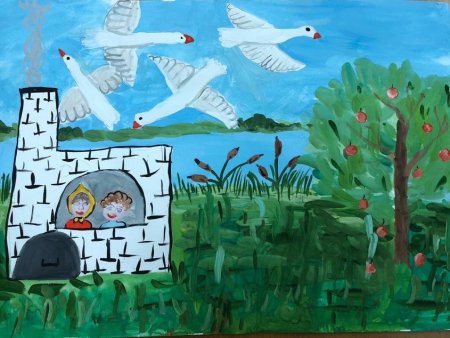 Рисование сказки гуси лебеди