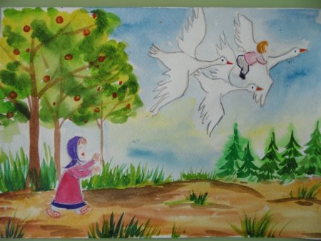 Рисунок к сказке гуси лебеди