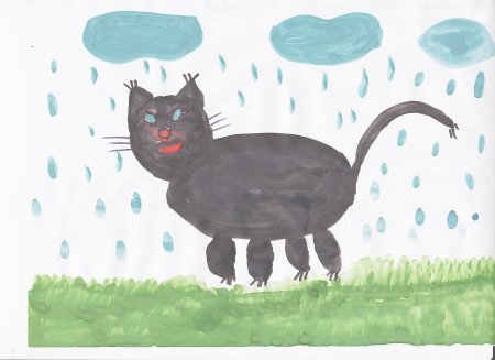Кошка детский рисунок