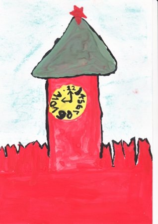 Спасская башня Кремля рисование с детьми 5 лет