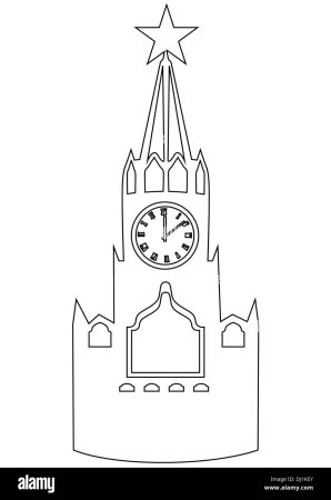 Спасская башня Кремля рисование