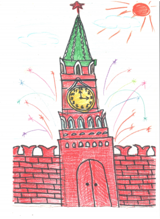 Спасская башня Кремля рисование