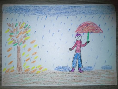 Рисование старшая группа дождь осенью